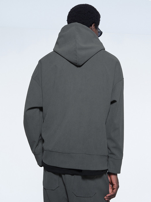 Square Fabric Hoodie Charcoal