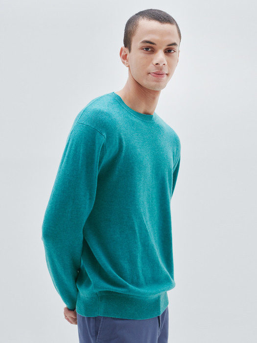 [M23MPU049]A Logo basic round pullover(Emerald green)