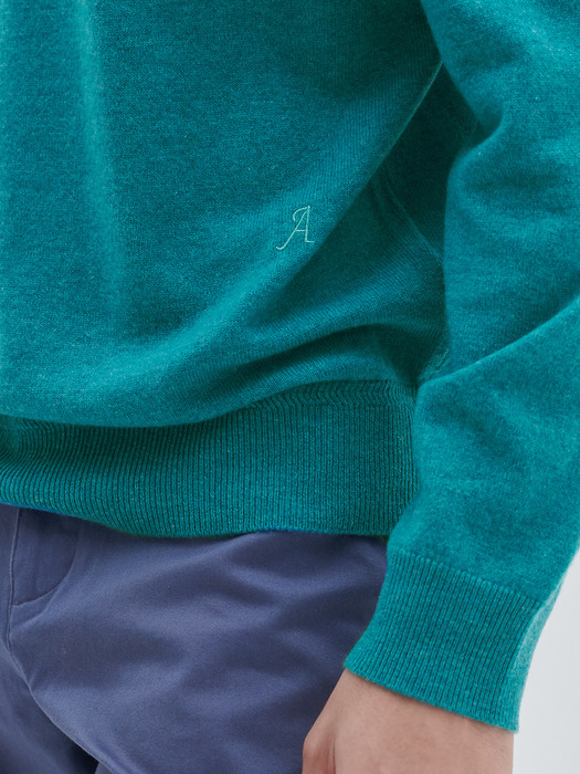 [M23MPU049]A Logo basic round pullover(Emerald green)