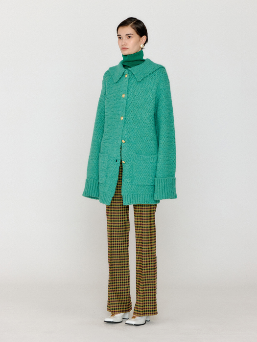 VARDI Oversized Knit Cardigan - Green