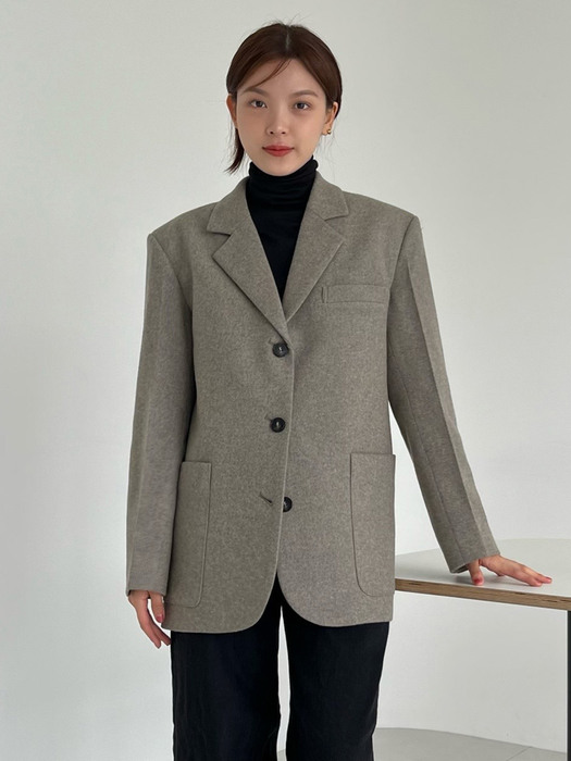 THREE BUTTON WOOL BLEND JACKET