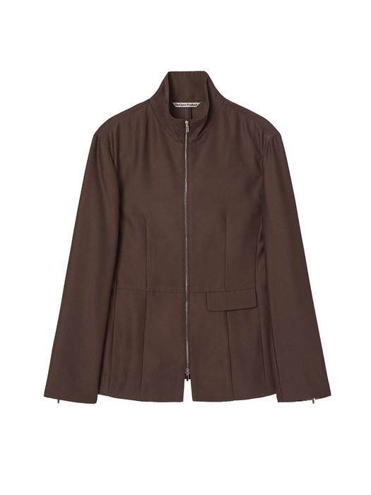 TWO-WAY ZIP SHIRT JACKET, BROWN