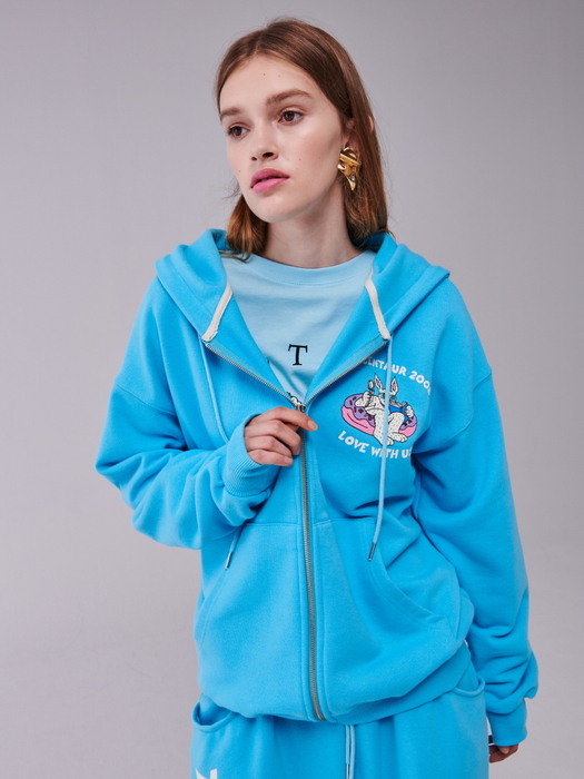 HOODY ZIP UP DONUT RABBIT_BLUE