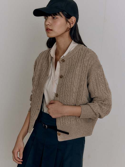 WOOL CABLE KNIT CARDIGAN [5COLORS]