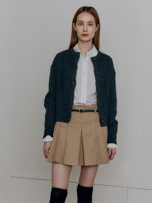 WOOL CABLE KNIT CARDIGAN [3 COLOR]