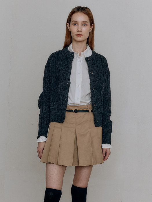 WOOL CABLE KNIT CARDIGAN [5COLORS]