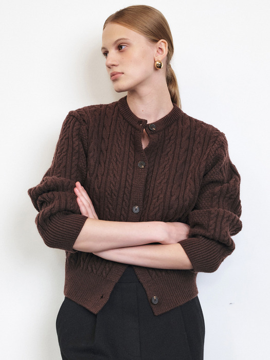 WOOL CABLE KNIT CARDIGAN [5COLORS]