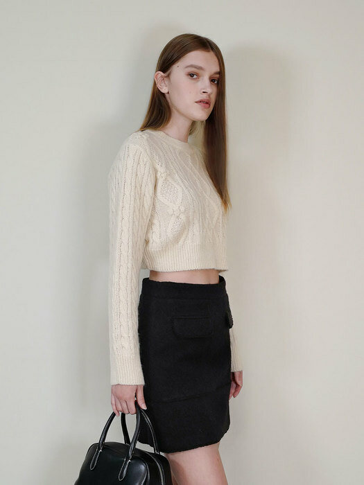 cable crop knit(ivory)