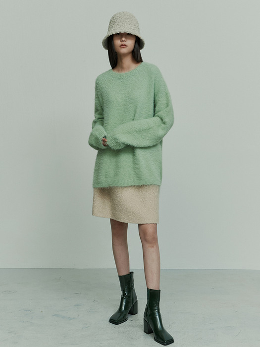 RELAXED FIT KNITTED TOP BUTTER GREEN