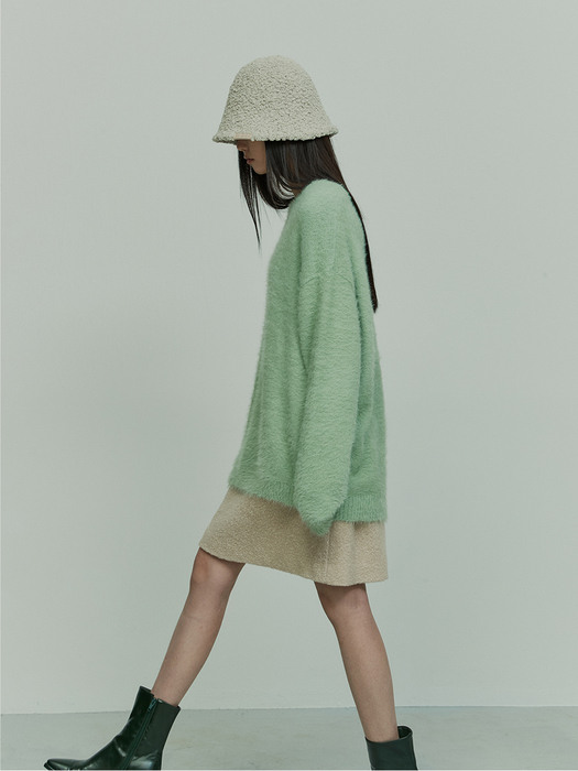 RELAXED FIT KNITTED TOP BUTTER GREEN