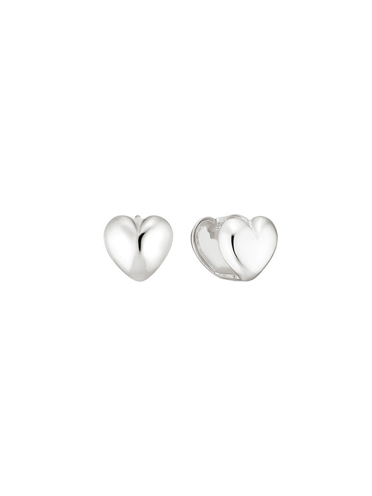 [925 silver] Deux.silver.51 / chubby heart earring (2 color)