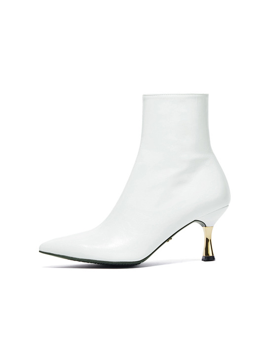 Golden heel Ankle Boots_White