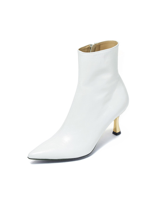 Golden heel Ankle Boots_White