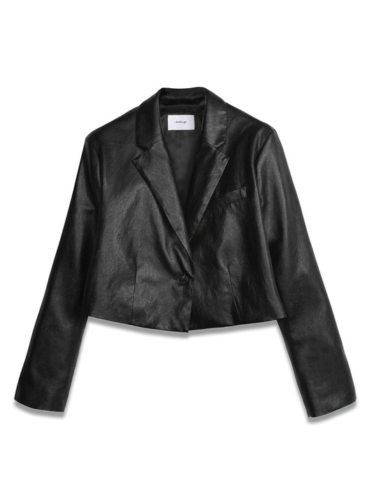 FAUX Leather Crop Blazer in Black