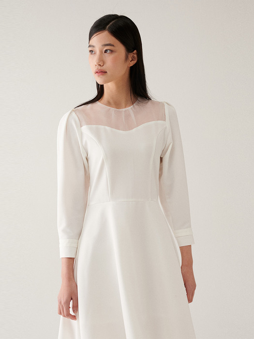 Organza Square Neck One-piece_ivory