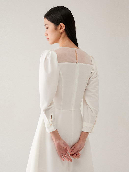 Organza Square Neck One-piece_ivory