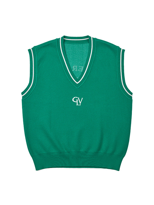 V-Neck Pixel Graphic Knit Vest (green)