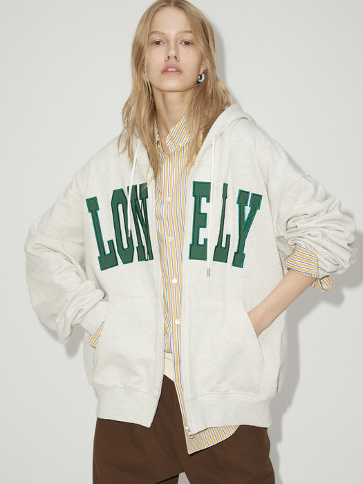 LONELY/LOVELY ZIP-UP HOODIE OATMEAL