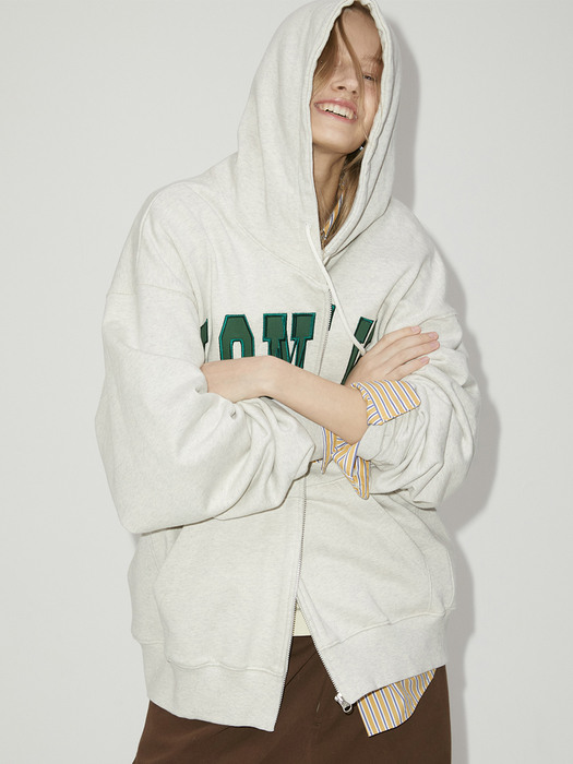 LONELY/LOVELY ZIP-UP HOODIE OATMEAL