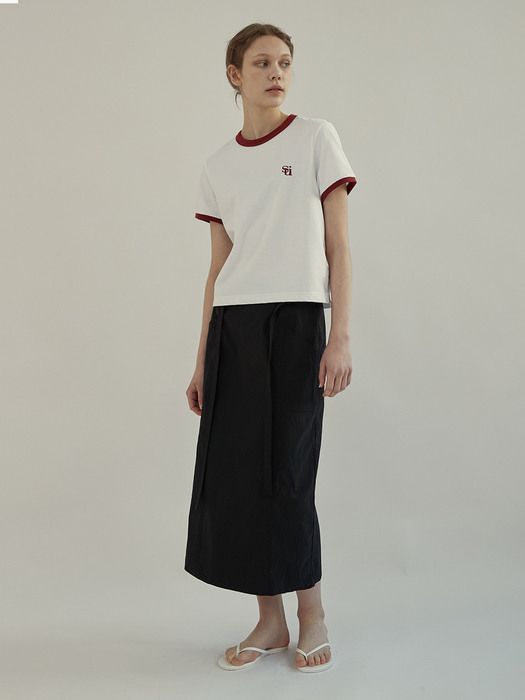 Tied Oblique Pocket Skirt_Black