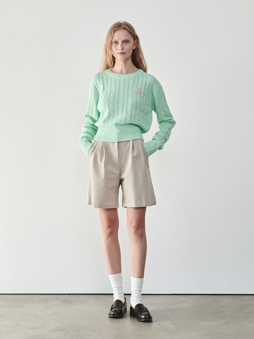 CABLE BOUCLE ROUND KNIT MINT