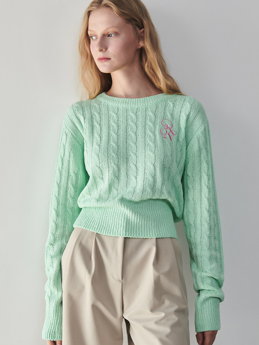 CABLE BOUCLE ROUND KNIT MINT
