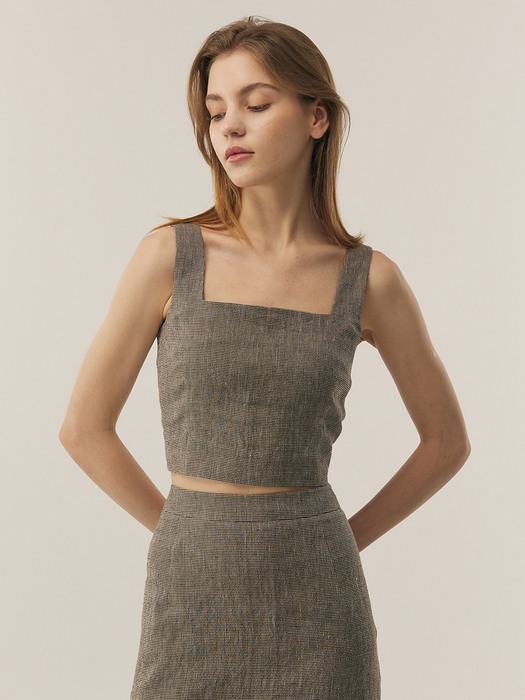 [Linen] Sleeveless Cropped Top