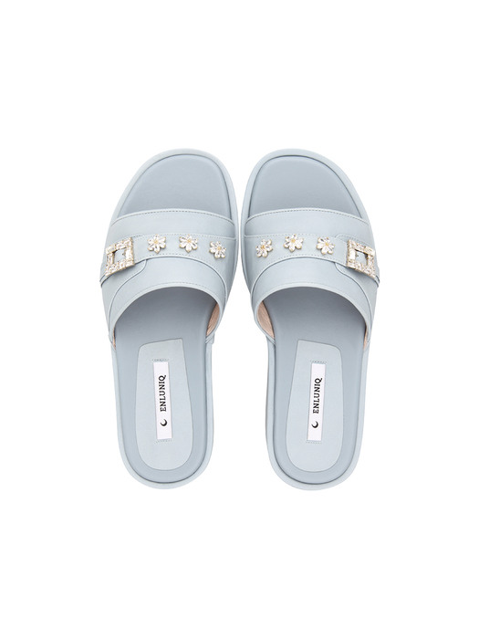 Flore Platform Sliders - Light Blue