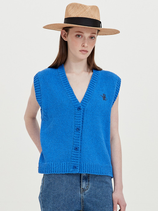 buttoned knit vest_summer blue