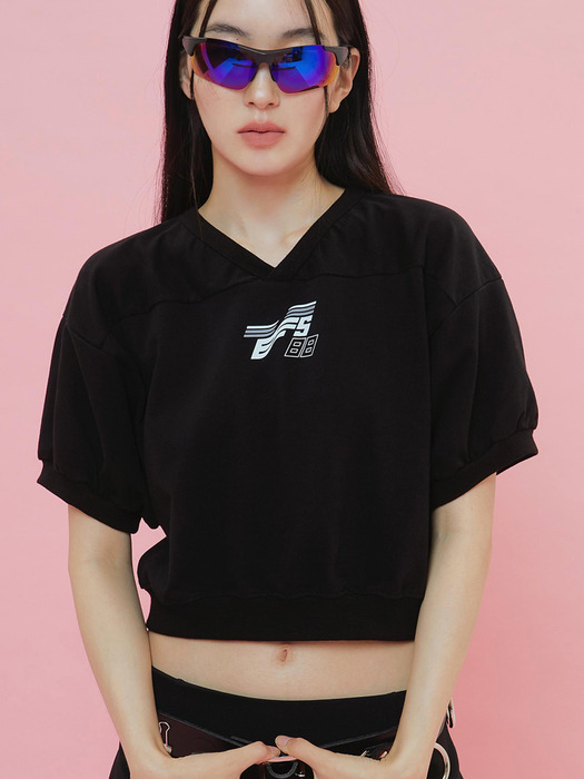 SPORTY CROPPED TEE, BLACK