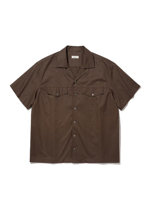 Relax Fit Short Cotton Shirts Brown