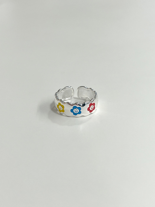 [SILVER 925] COLORFUL FLOWER SMILE RING (FREE SIZE) AR223021