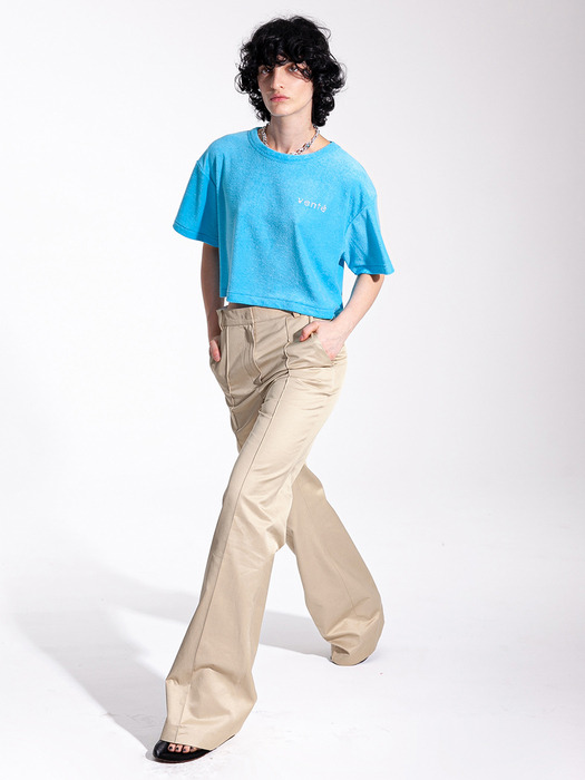 Terry cropped t-shirt in vivid blue