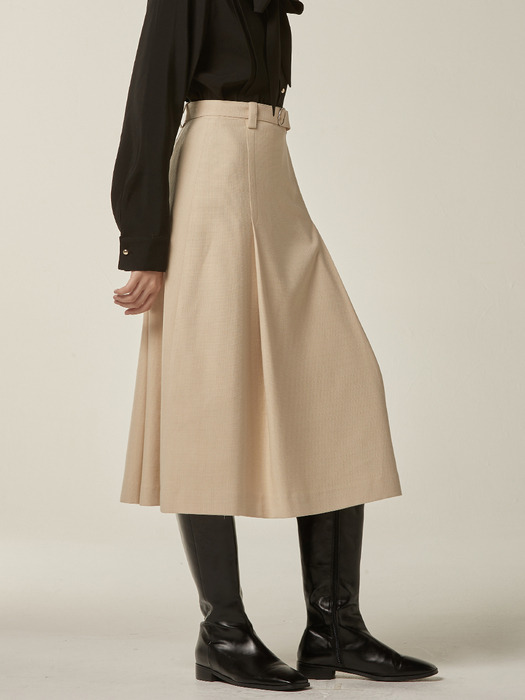 Side tuck midi skirt - Light beige