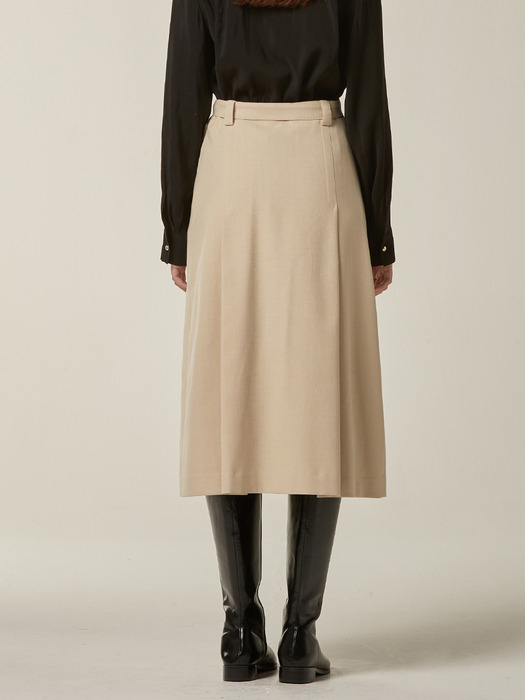 Side tuck midi skirt - Light beige