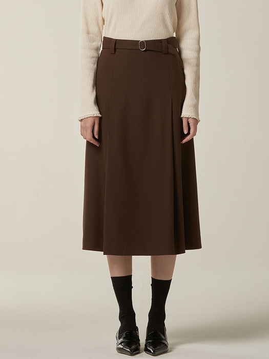 Side tuck midi skirt - Light beige