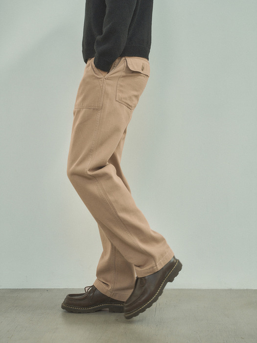 P10027 Fatigue straight pants_Beige