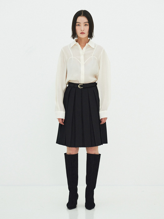 Half Pleated Skirt (Black)