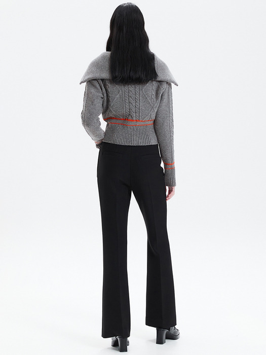 TWO-WAY CABLE KNIT ZIP-UP_GREY