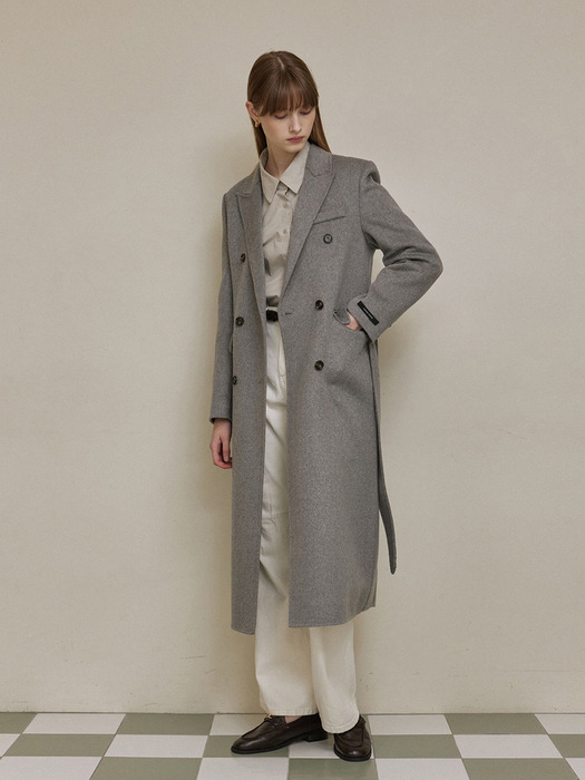 Handmade fit double wool coat - gray