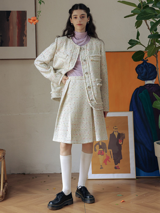 DD_White wool tweed skirt