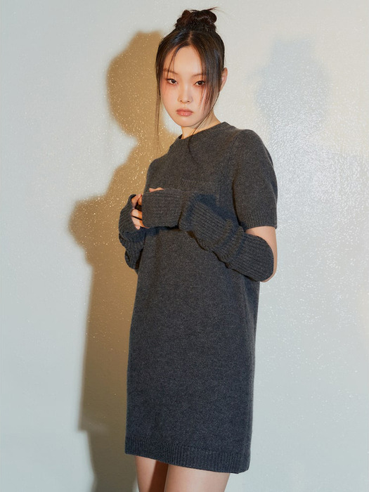Arm Warmer Short Sleeve Knit Dress  Ash (KE3X5UM044)