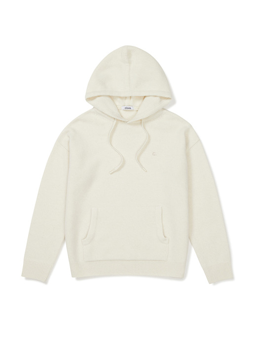 [23FW clove] Knit Hooded Pullover (Ivory)