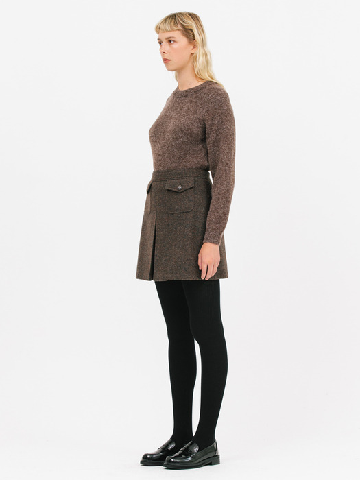 pocket wool short skirt_brown