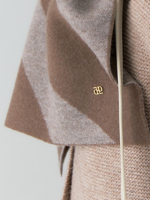 cashmere wool blended jacquard muffler - brown