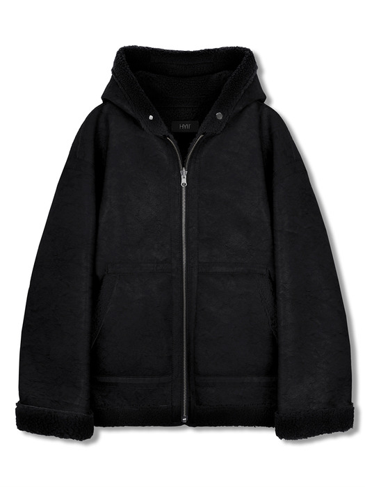 Reversible Hooded Shearling Jacket [2 colors]