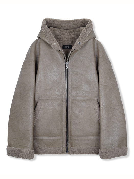 Reversible Hooded Shearling Jacket [2 colors]