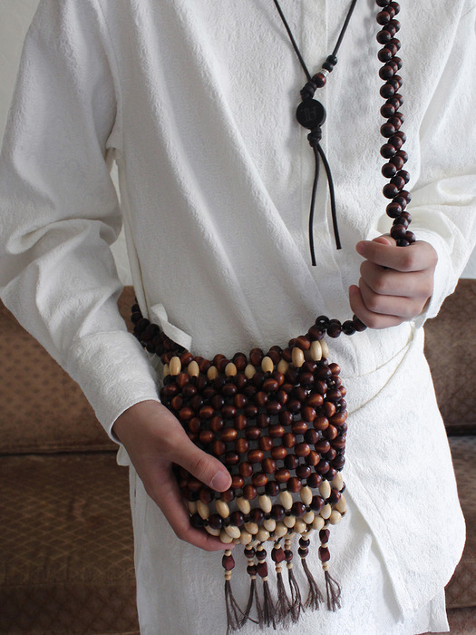 Handmade Wooden Beads Mini Bag (BROWN)