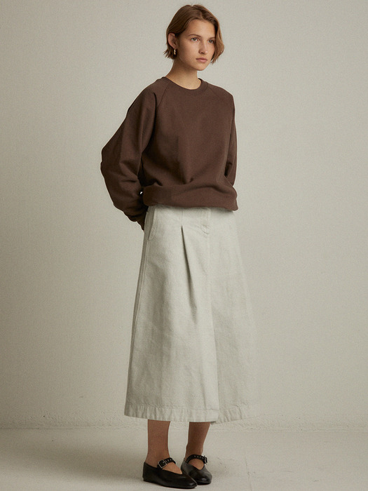 A-line slit denim skirt (bleach wash)