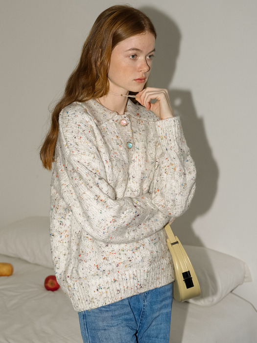 Cest_Colorful dot lapel sweater